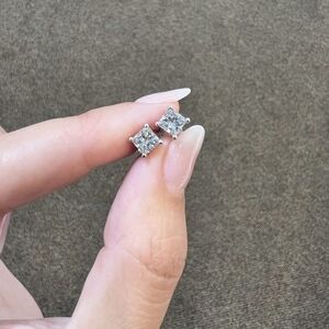 Kay Jewelers 14k White Gold Princess Cut Genuine Diamond Stud Earrings